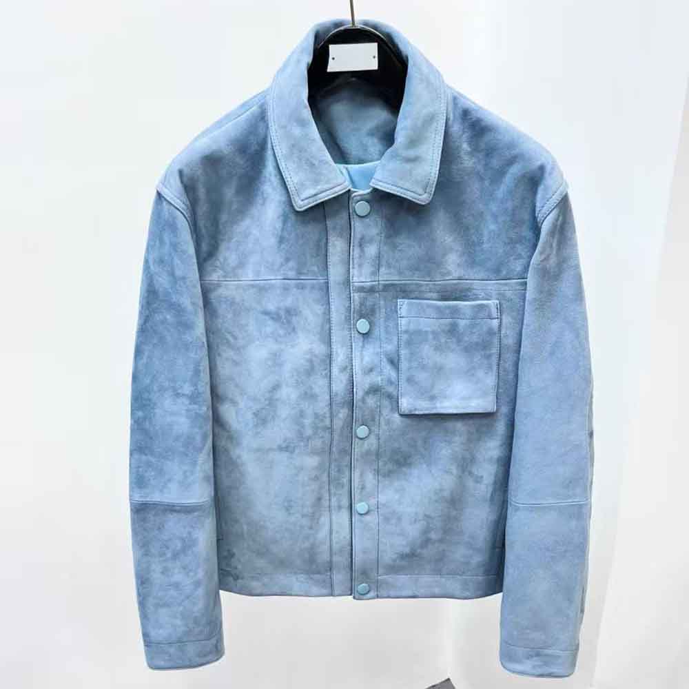 Street Fashion Jacket Men - Jaket Suede Biru Mewah Pria Terbaru