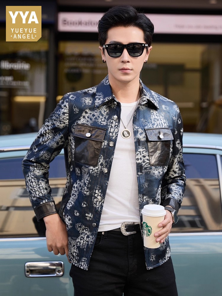 Street Fashion Jacket Men - Jaket Kulit Domba Asli Pria Motif