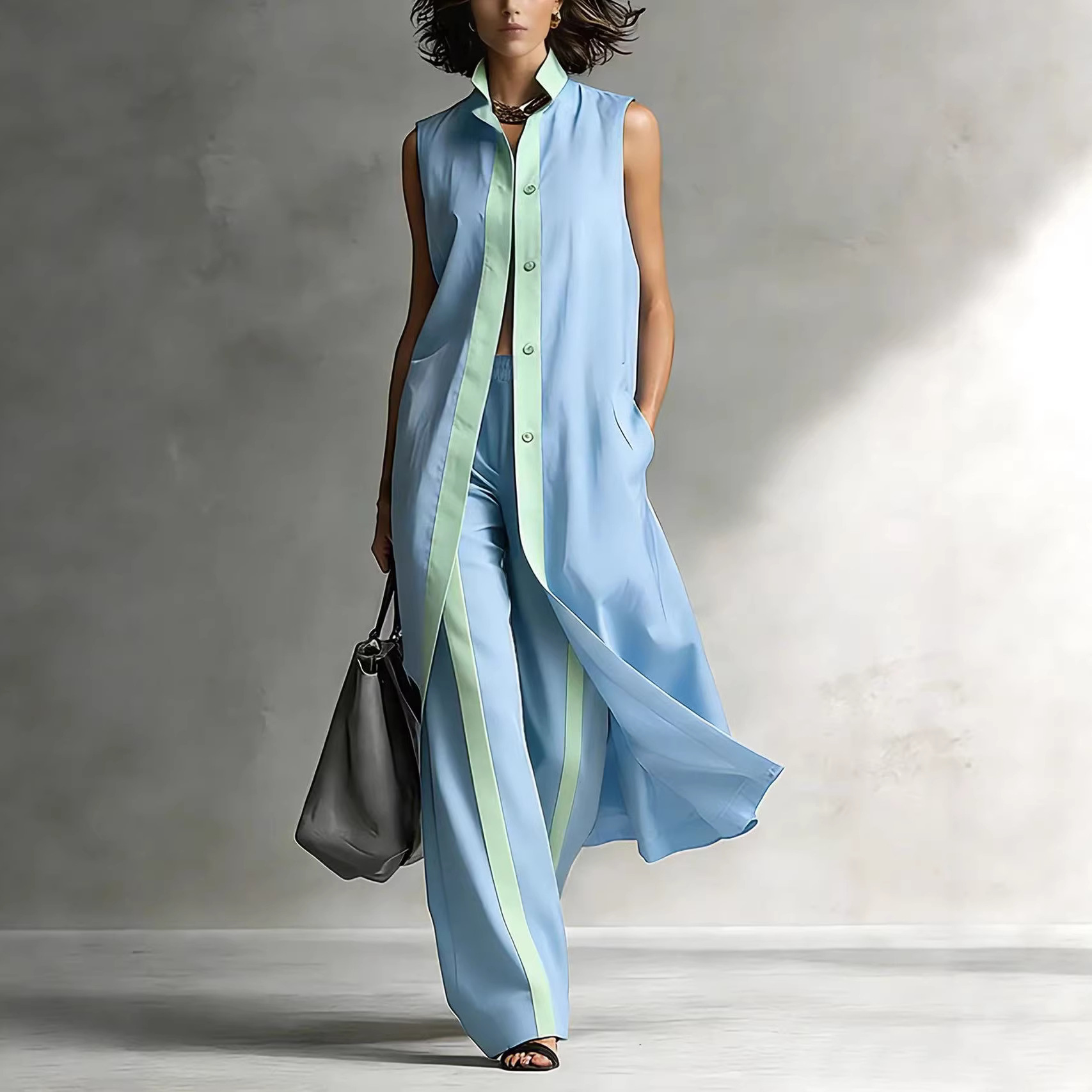 Street Fashion Vest - Set Celana Panjang Kardigan Rompi Kasual