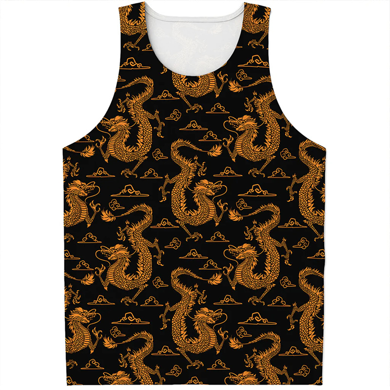 Street Fashion In Chinese - Tank Top pola naga Cina Pria