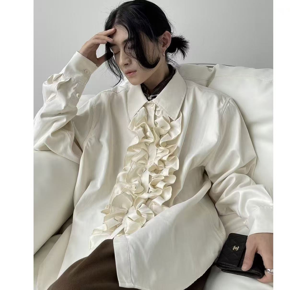 Street Fashion In Chinese - Niche Bisex Lotus Edge Tops Gaya