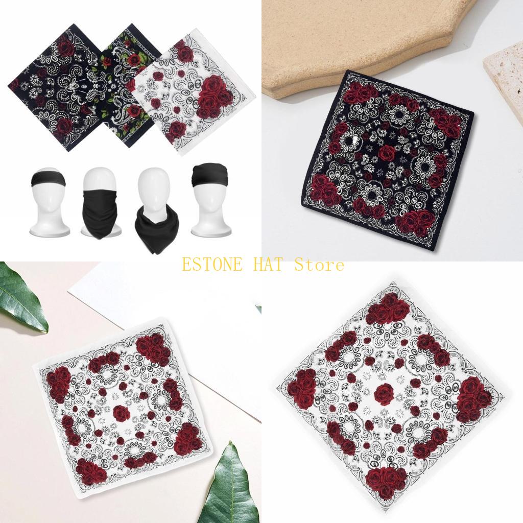 Street Fashion Photo - Syal Kepala Bandana Mawar 49MF 21''