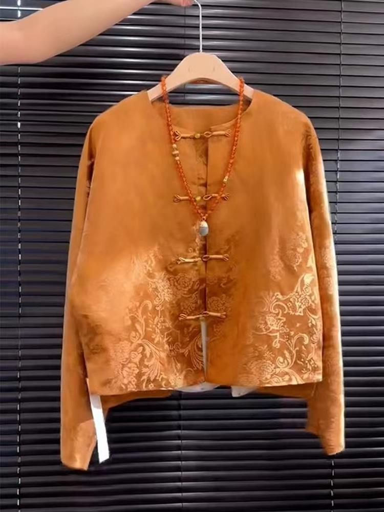 Street Fashion In Chinese - Atasan Song Jin Bordir Bunga Oranye