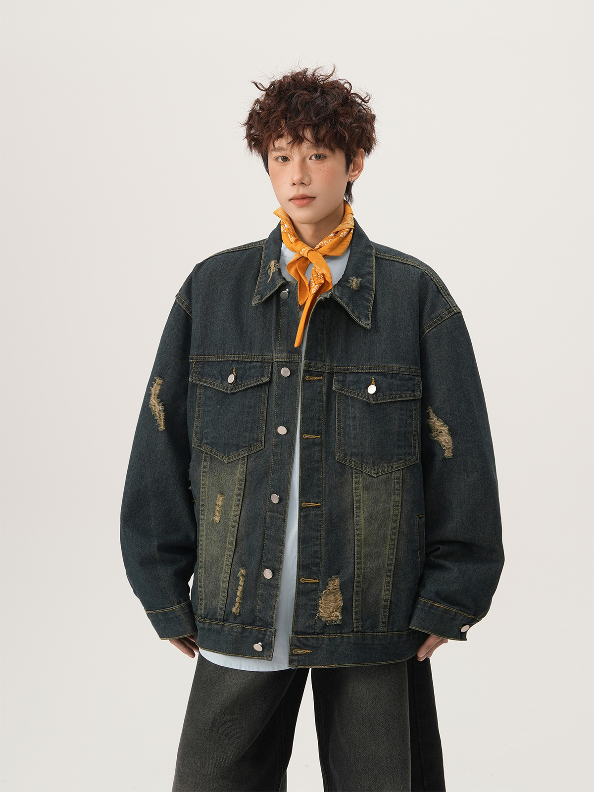 Jaket Denim Robek Gaya Amerika - Street Fashion Jacket Men ulasan dan harga