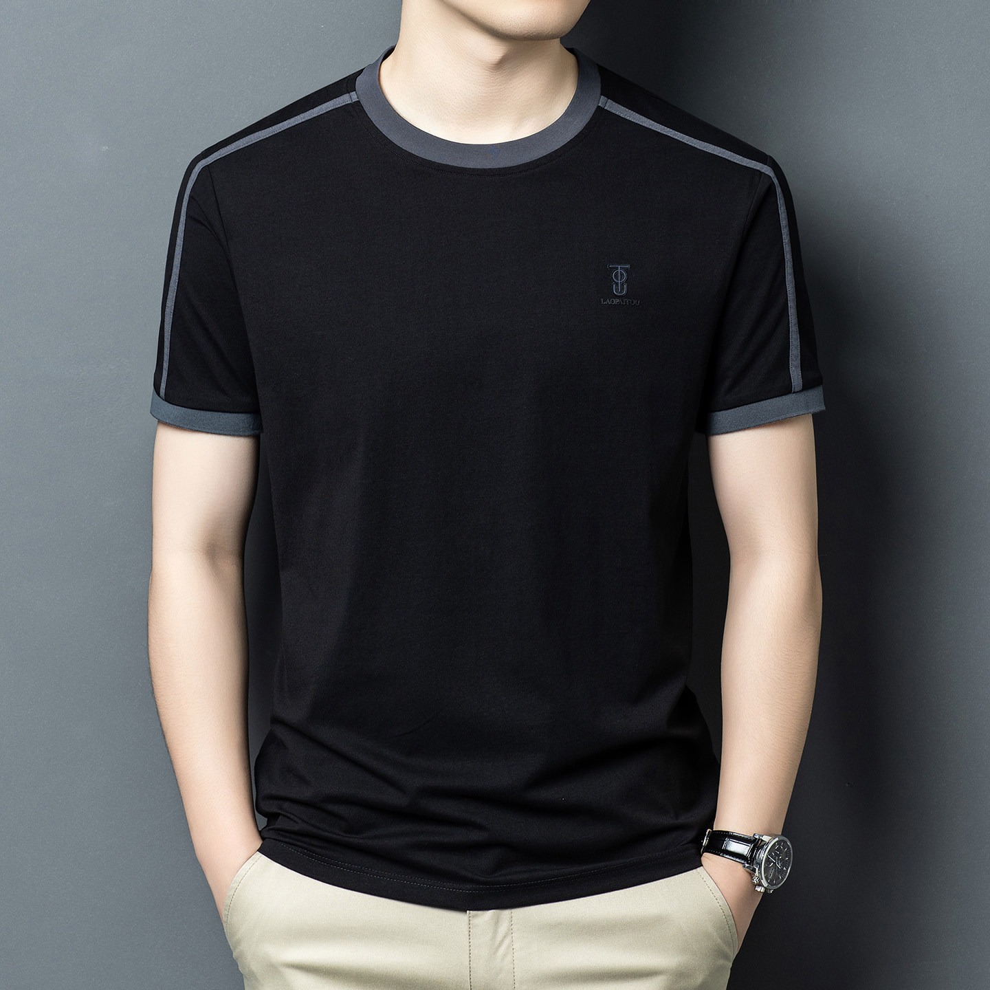 Kaus Hitam Pria Musim Panas Pa - Street Fashion In Chinese ulasan dan harga